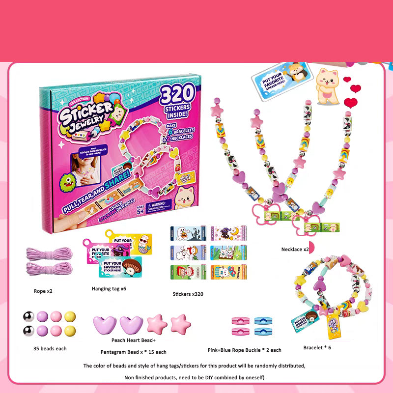 Autocollants de bracelet de perles faits à la main pour enfants, bracelets jouets pour filles